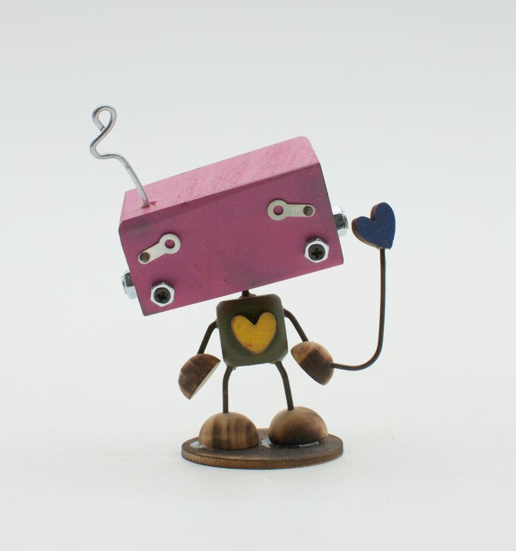 MINIBOT scultura robot fatto a mano