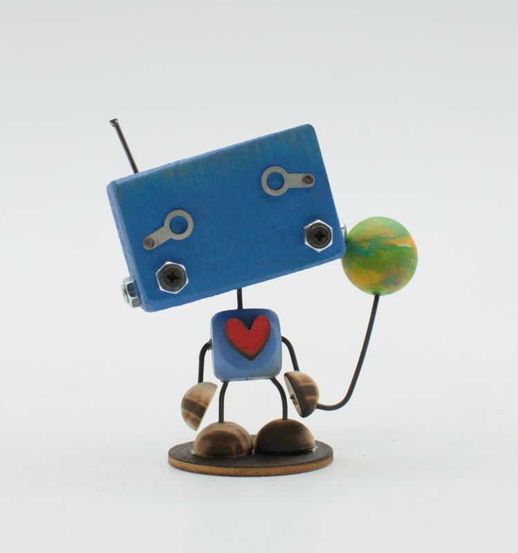 MINIBOT scultura robot fatto a mano