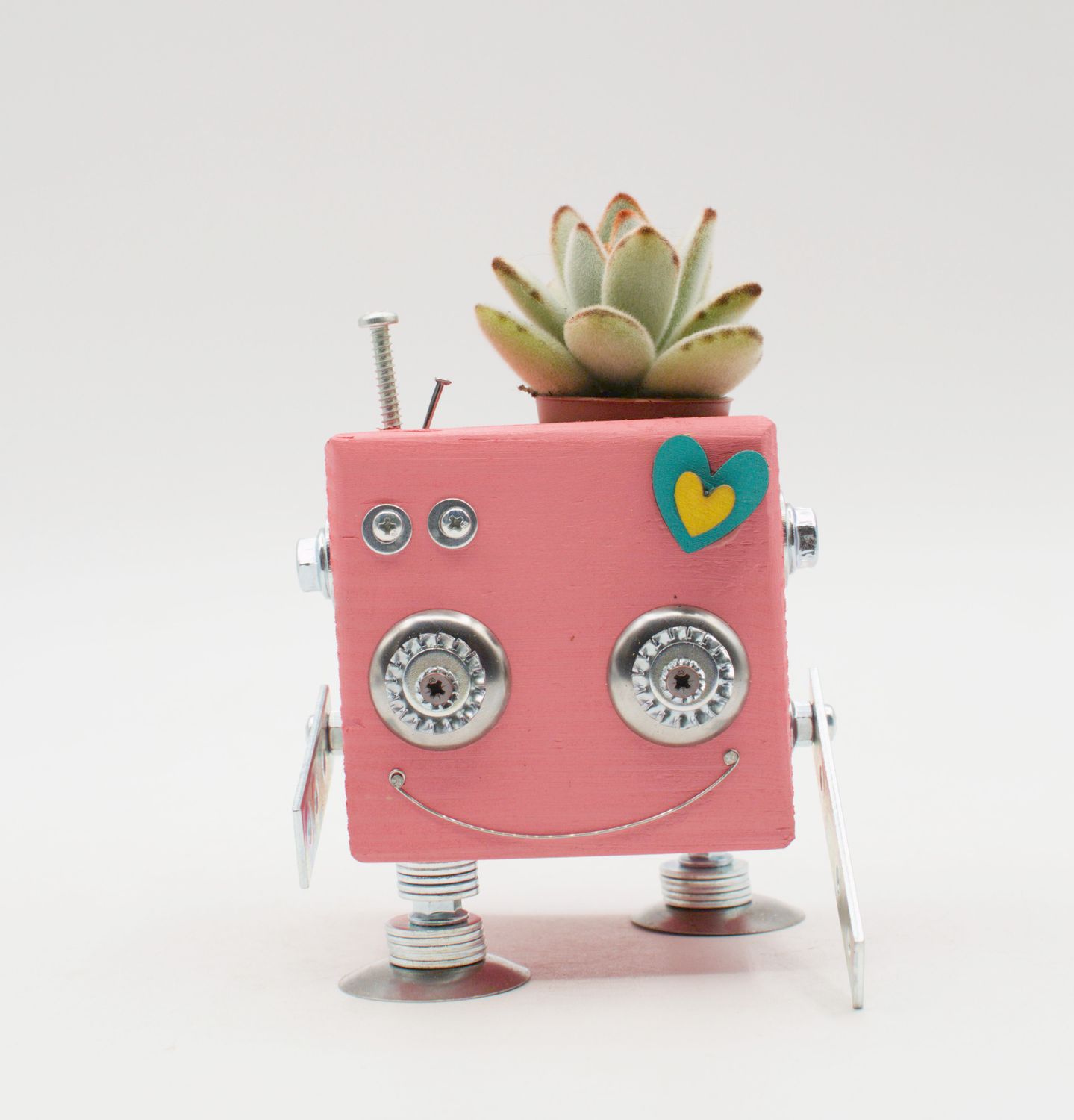 Vaso a forma di robot ROSA. Porta pianta in legno fatto a mano Vaso a forma di robot ROSA. Porta pianta in legno fatto a mano