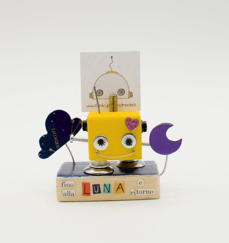 Portafoto da tavolo robot "FINO ALLA LUNA E RITORNO. Bomboniera, segnaposto fatto a mano