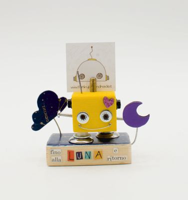 Portafoto da tavolo robot "FINO ALLA LUNA E RITORNO. Bomboniera, segnaposto fatto a mano