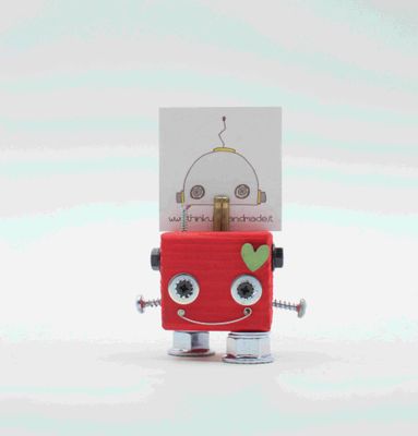 Portafoto da tavolo robot Rosso. Bomboniera, segnaposto fatto a mano