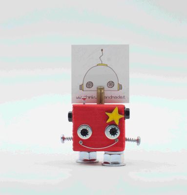 Portafoto da tavolo robot Rosso. Bomboniera, segnaposto fatto a mano Portafoto da tavolo robot Rosso. Bomboniera, segnaposto fatto a mano