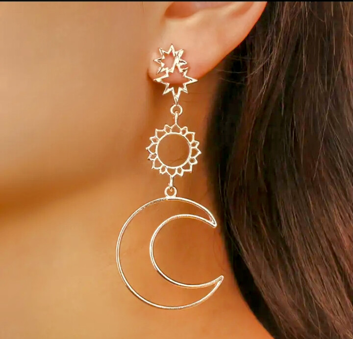 Sun, Moon, Star Long Earrings