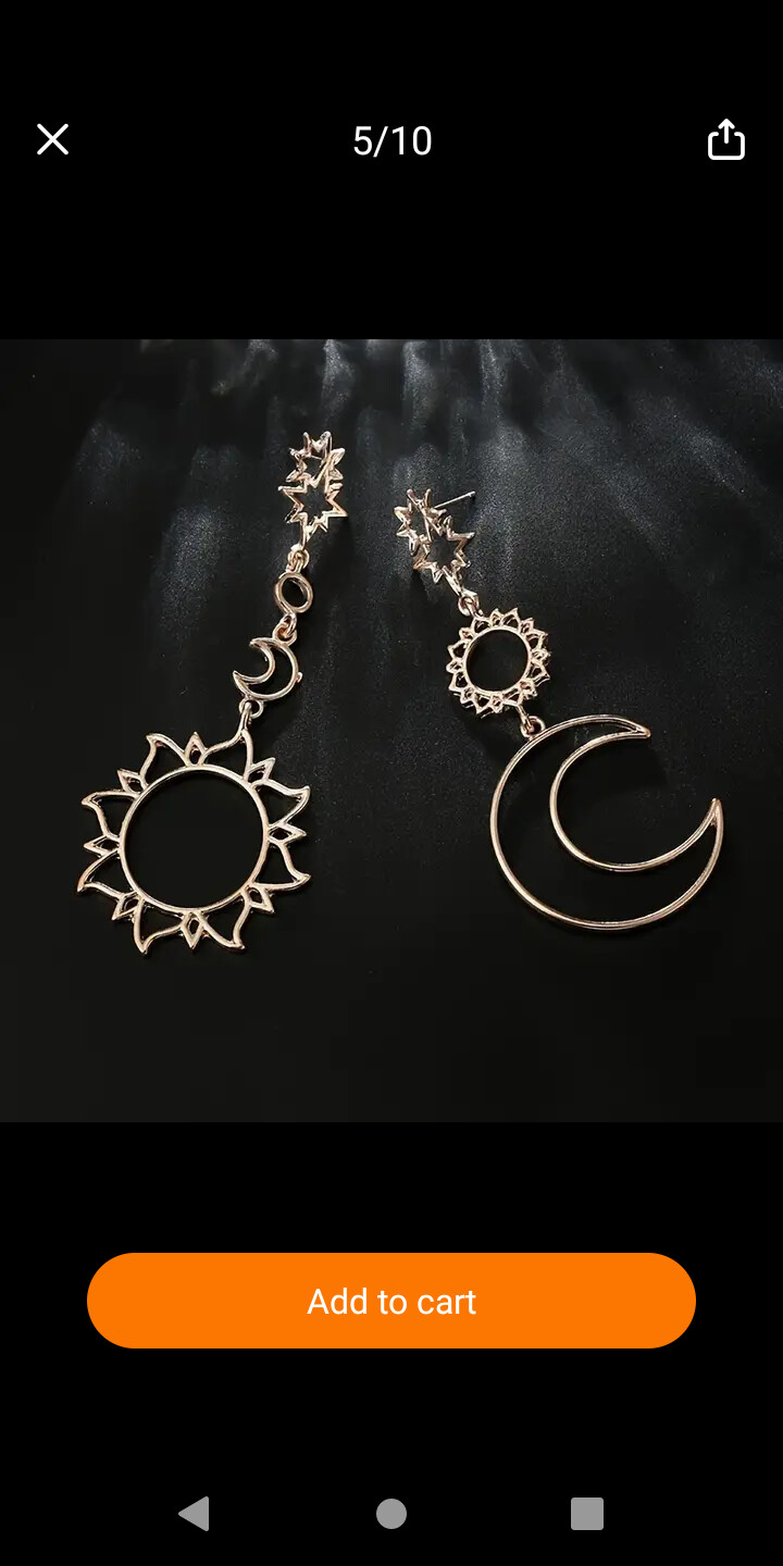 Sun, Moon, Star Long Earrings