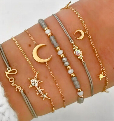 6 pc Set Moon &amp; Star