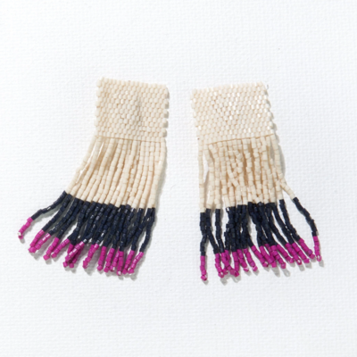 INK + ALLOY: Magenta Mix Color Block Luxe Fringe Post Earrings