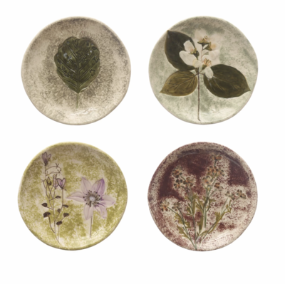 Creative Co-op: Cottage Floral Stoneware Plate 6"