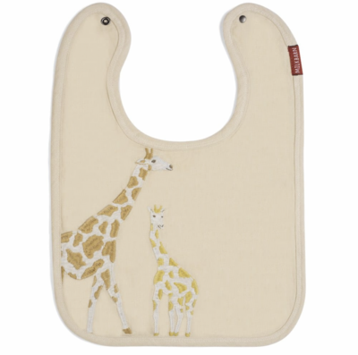Milkbarn:  Giraffe Appliqué Organic Linen Two-Layer Bib