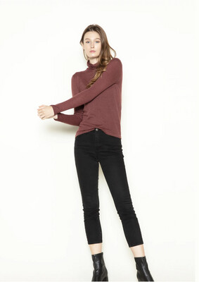 Look By M: Lightweight Turtle Neck Sweater-Berry