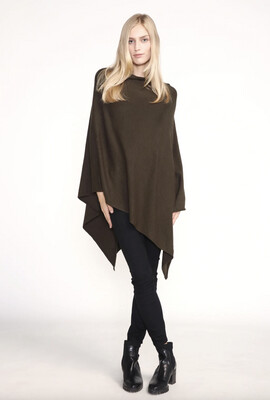 Look By M: Basic Triangle Poncho-Olive