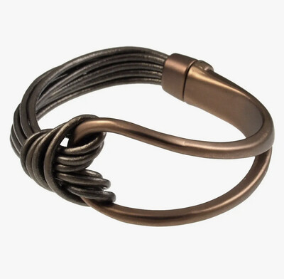 Origin Jewelry: Matt Magnetic Bracelet Knot Leather- Coffee/Choc. Brown