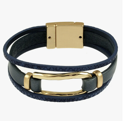 Origin Jewelry: Matt Shiny Bracelet-Navy/Gold