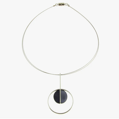 Origin Jewelry: 2Tone Pendant Necklace-Periwinkle/Black
