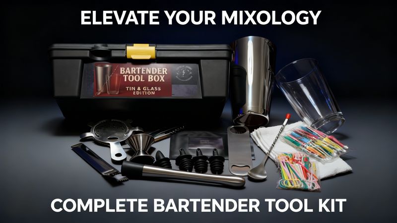 Bartender Tool Box Professional Bartending Kit  (Tin &amp; Glass Edition)