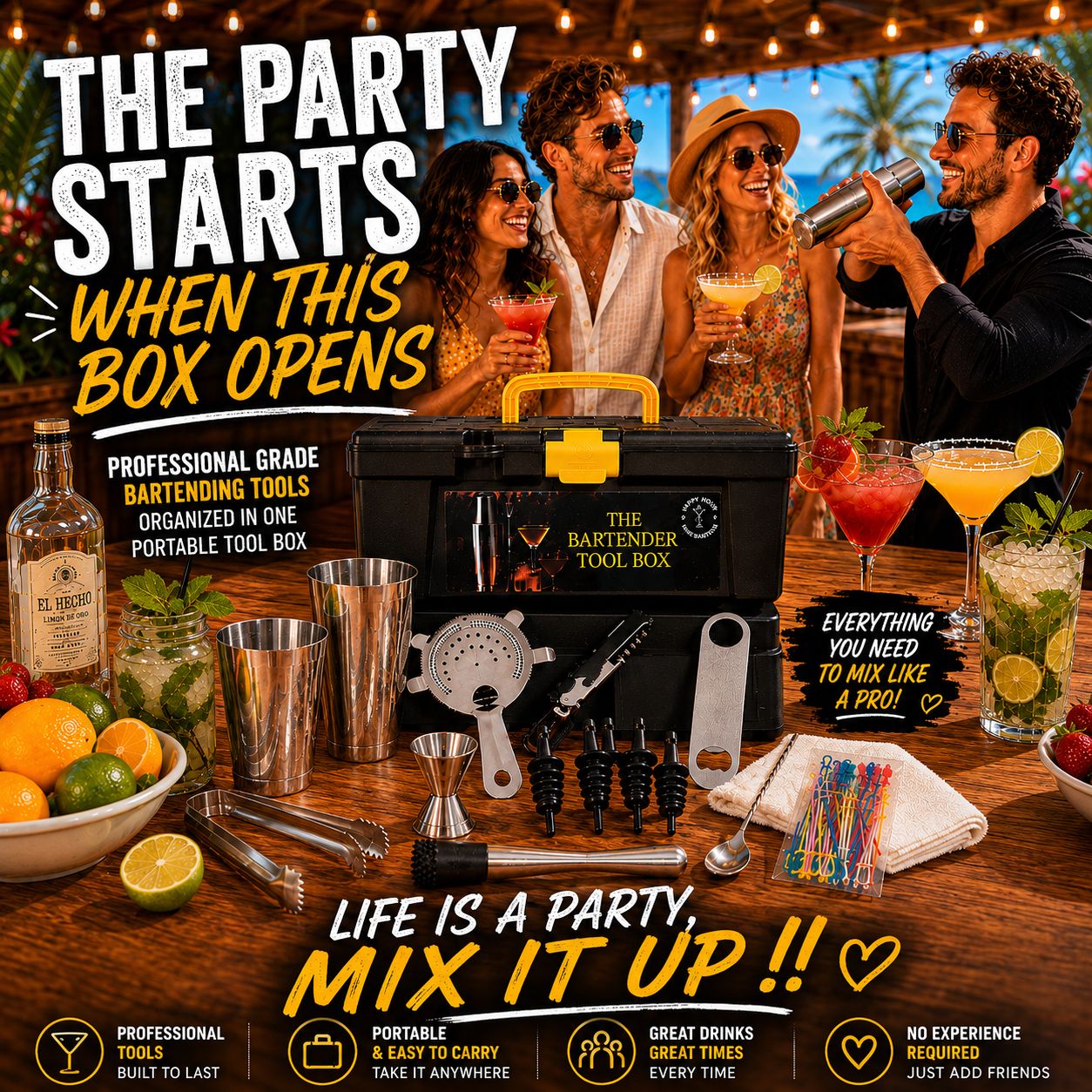 Bartender Tool Box Professional Bartending Kit (2-Tin Edition)