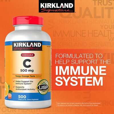 KIRKLAND SIGNATURE CHEWABLE VITAMIN C 500MG 500 TABLETS