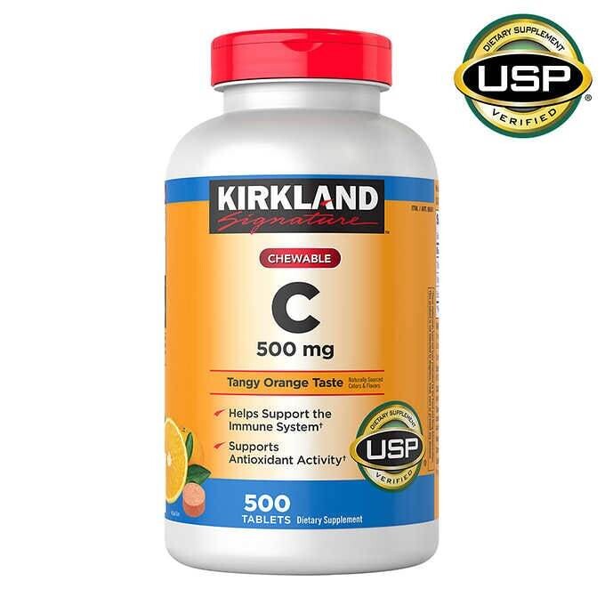KIRKLAND SIGNATURE CHEWABLE VITAMIN C 500MG 500 TABLETS