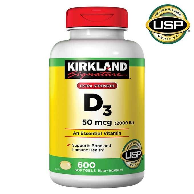 KIRKLAND SIGNATURE EXTRA STRENGTH D3 50MCG 2000IU 600 SOFTGELS