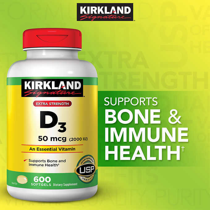 KIRKLAND SIGNATURE EXTRA STRENGTH D3 50MCG 2000IU 600 SOFTGELS