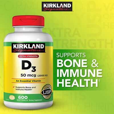 KIRKLAND SIGNATURE EXTRA STRENGTH D3 50MCG 2000IU 600 SOFTGELS