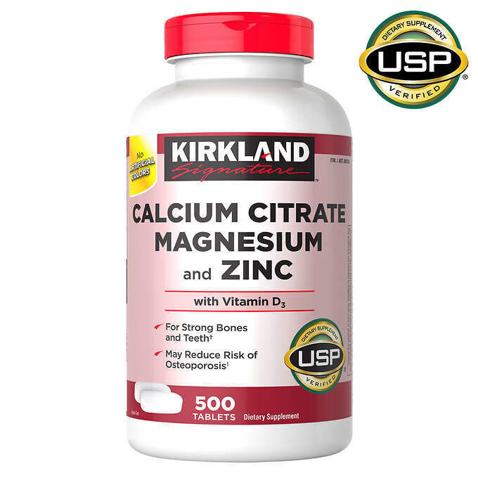 KIRKLAND SIGNATURE CALCIUM CITRATE MAGNESIUM &amp; ZINC 500 TABLETS