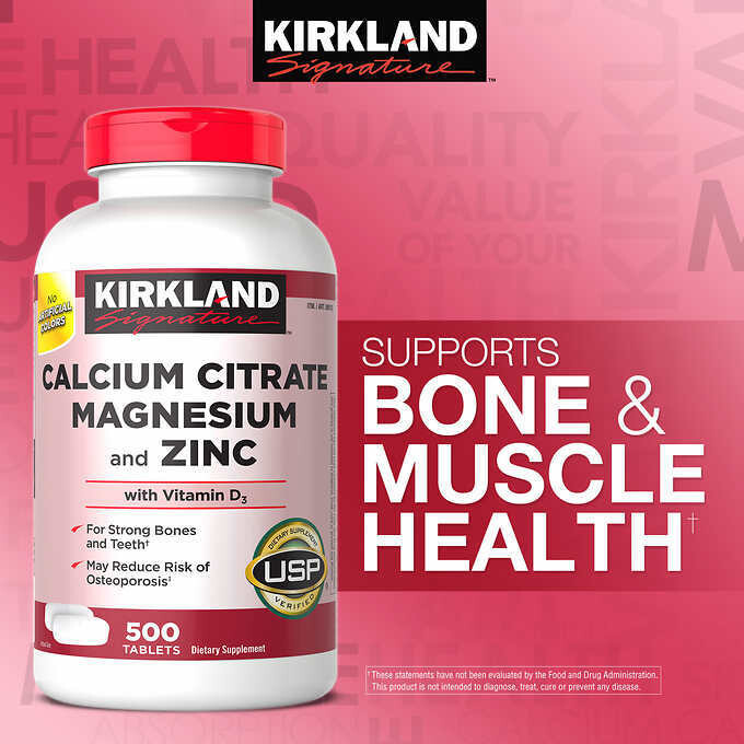 KIRKLAND SIGNATURE CALCIUM CITRATE MAGNESIUM &amp; ZINC 500 TABLETS