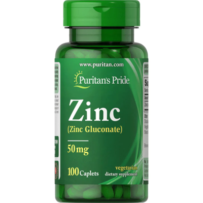 Puritan's Pride ZINC (Zinc Gluconate) 50MG 100 TABLETS