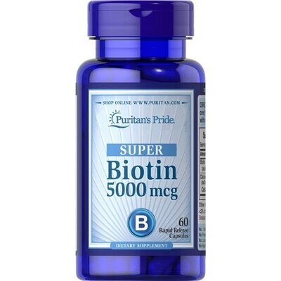 Puritan's Pride SUPER BIOTIN 5000 MCG 60 Rapid Release Softgels