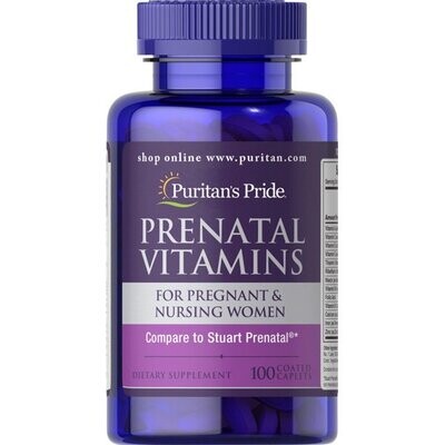 Puritan's Pride PRENATAL VITAMINS 100 COATED CAPLETS