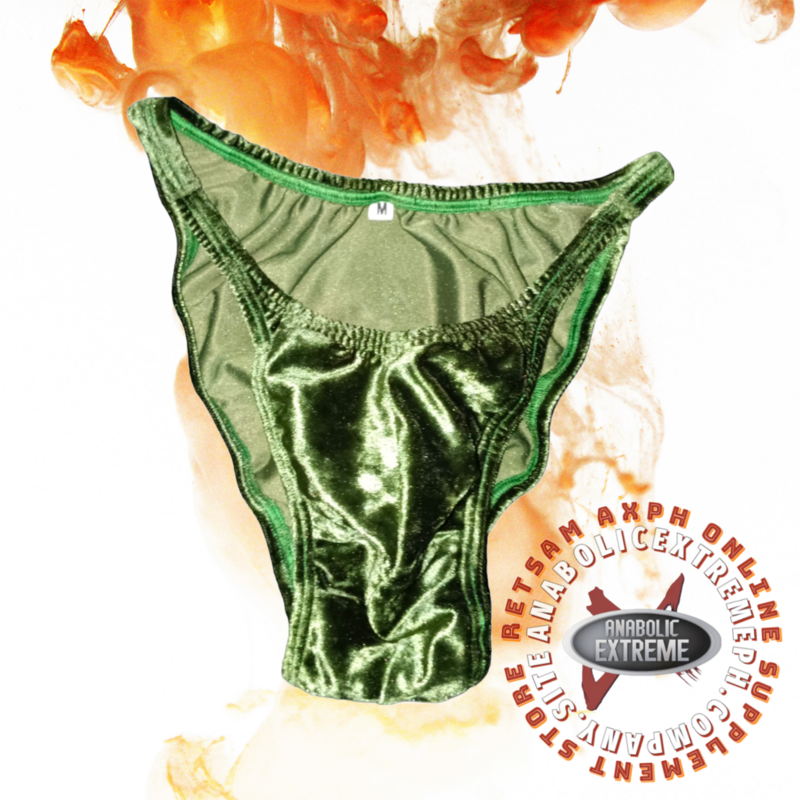 SHINY VELVET OLIVE BODYBUILDING POSING TRUNKS