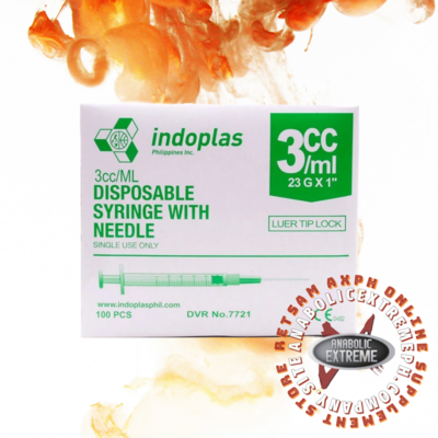 Indoplas 3ml Disposable Syringe with Needle 23G x 1