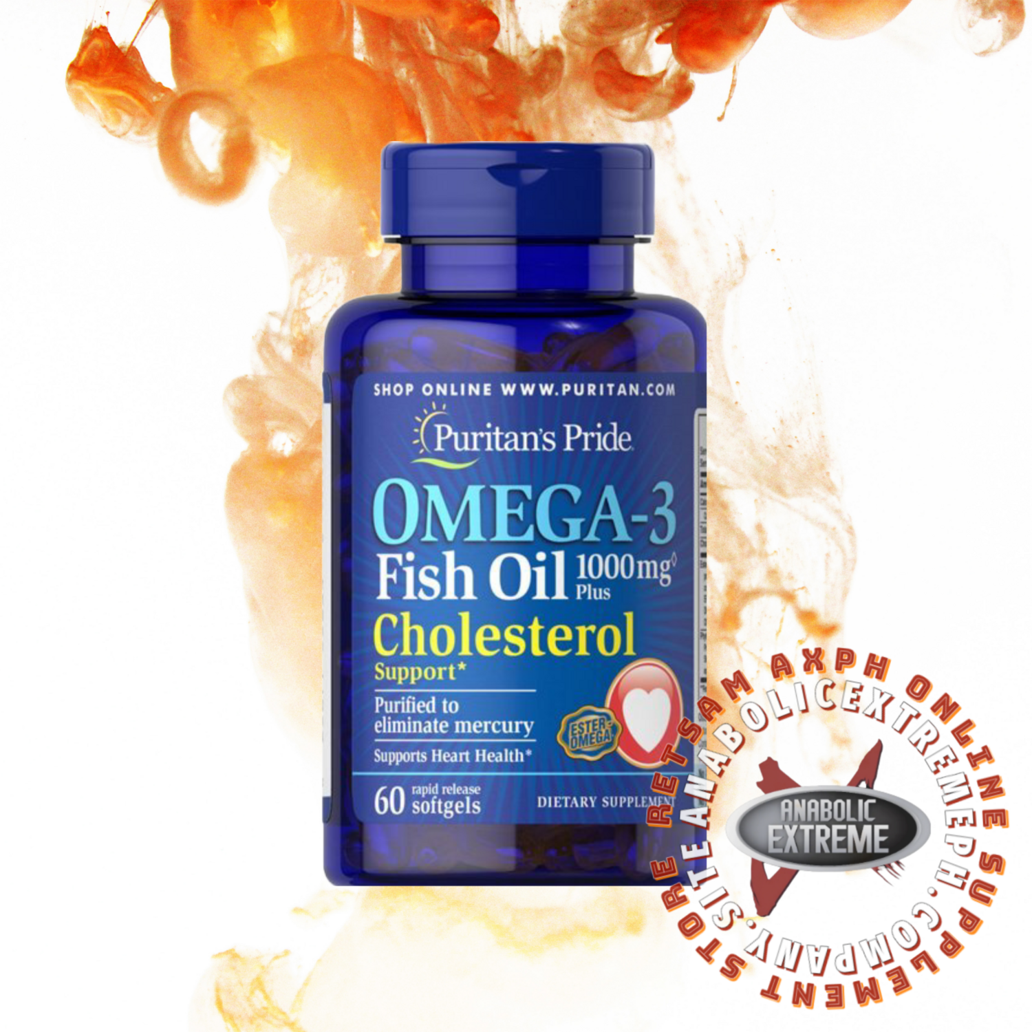 Puritan&#39;s Pride OMEGA-3 Fish Oil 1000 MG Plus 60 Rapid Release Softgels