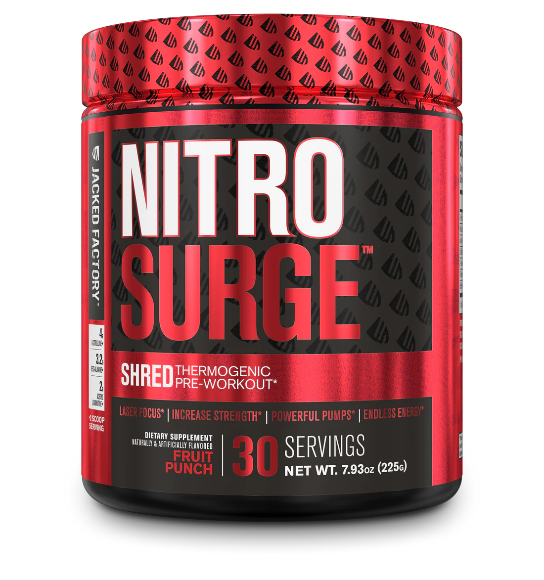 JACKED FACTORY NITROSURGE SHRED PRE-WORKOUT FAT BURNER, Pick Your Flavor: CLUMPED - Fruit Punch - Exp. 04/2026