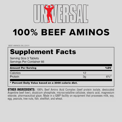 UNIVERSAL 100% BEEF AMINOS 400 TABLETS Exp. Date 03/2025