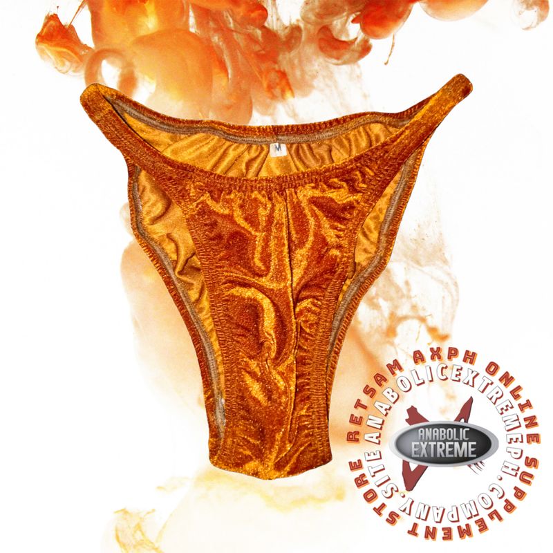 SHINY VELVET TANGERINE BODYBUILDING POSING TRUNKS