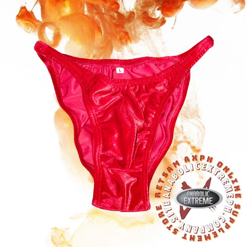 SHINY VELVET RED BODYBUILDING POSING TRUNKS