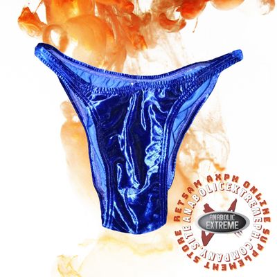 SHINY VELVET COBALT BODYBUILDING POSING TRUNKS
