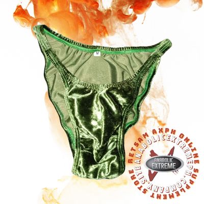 SHINY VELVET OLIVE BODYBUILDING POSING TRUNKS