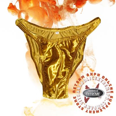 SHINY VELVET GOLD BODYBUILDING POSING TRUNKS