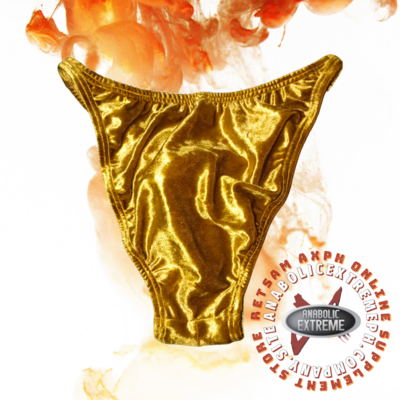 SHINY VELVET GOLD BODYBUILDING POSING TRUNKS