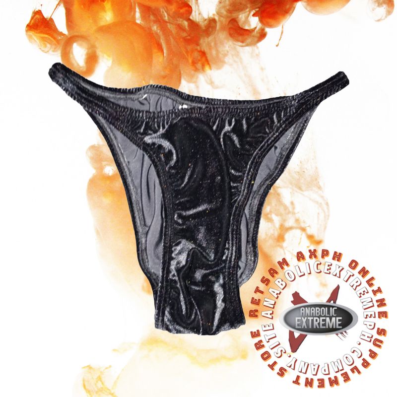 SHINY VELVET BLACK BODYBUILDING POSING TRUNKS