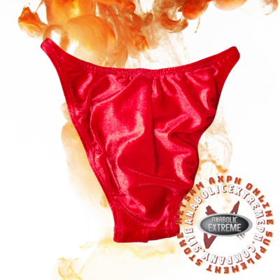 SHINY VELVET RED BODYBUILDING POSING TRUNKS