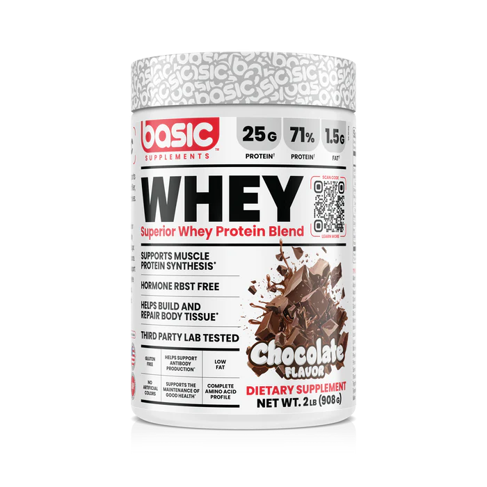 Basic Supplements Whey - Superior Whey Protein Blend, Size: 2lb, Pick Your Flavor: Chocolate