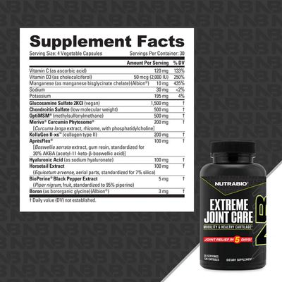 NUTRABIO Extreme Joint Care 120 Capsules