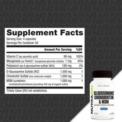 NUTRABIO Glucosamine, Chondroitin, &amp; MSM 120 Capsules