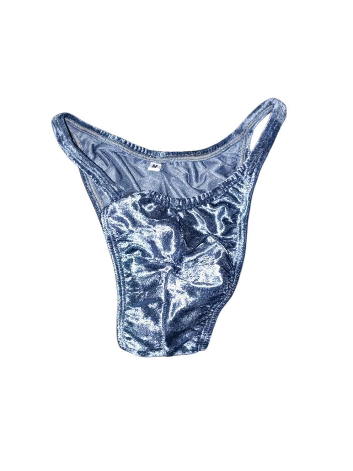 SHINY VELVET SILVER BODYBUILDING POSING TRUNKS