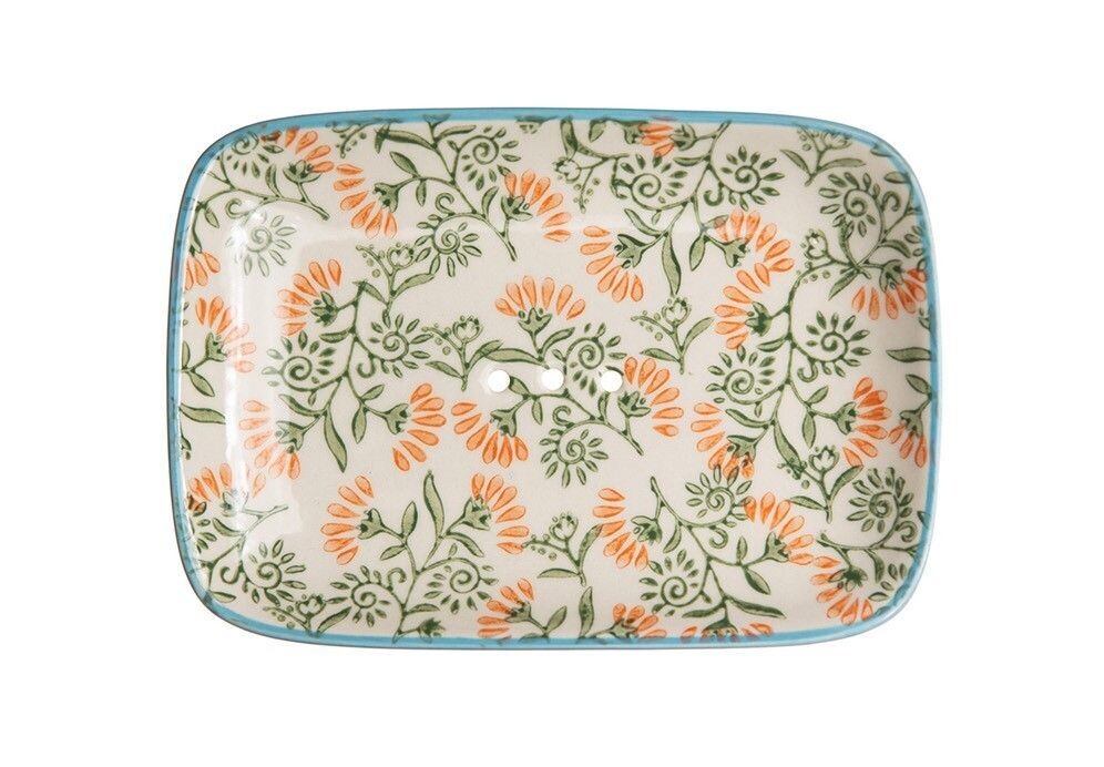 TRANQUILLO - Seifenschale - Floral - Grün/Orange
