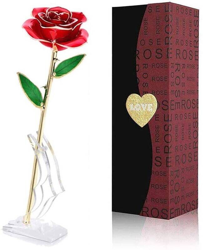 Gold Dipped Rose, 24k Gold Rose,Long Stem 24k Gold Lasted Real Roses with Stand, Gift for Valentine&#39;s Day/Mothers Day/Birthday/Anniversary