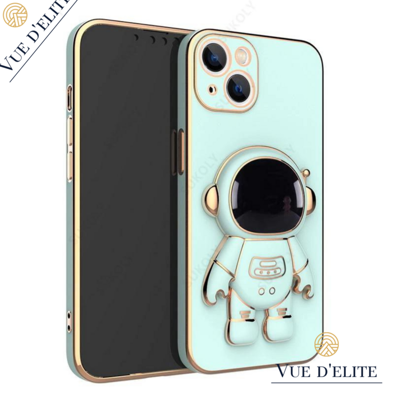 3D Astronaut Folding Stand Holder Phone Case For iPhone 13 12 11 Pro Max XS Max XR X 7 8 Plus Lens Protection Soft Plating Cover